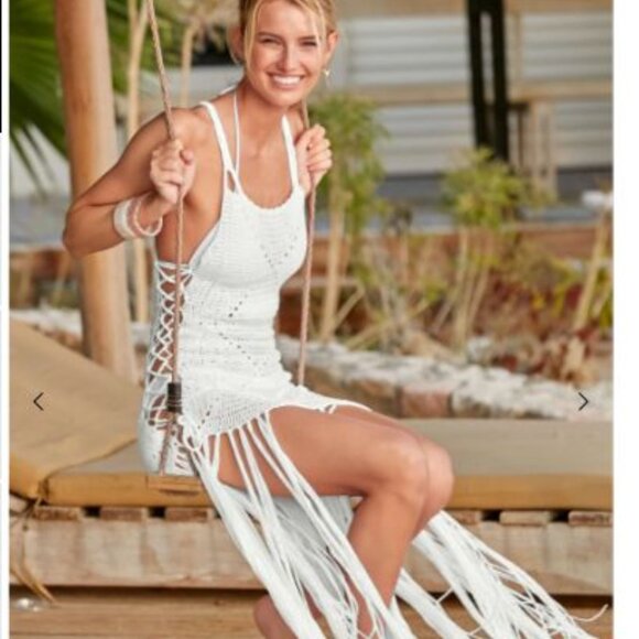 Venus White Crochet Maxi Coverup  sz Sm/Med - Picture 2 of 6